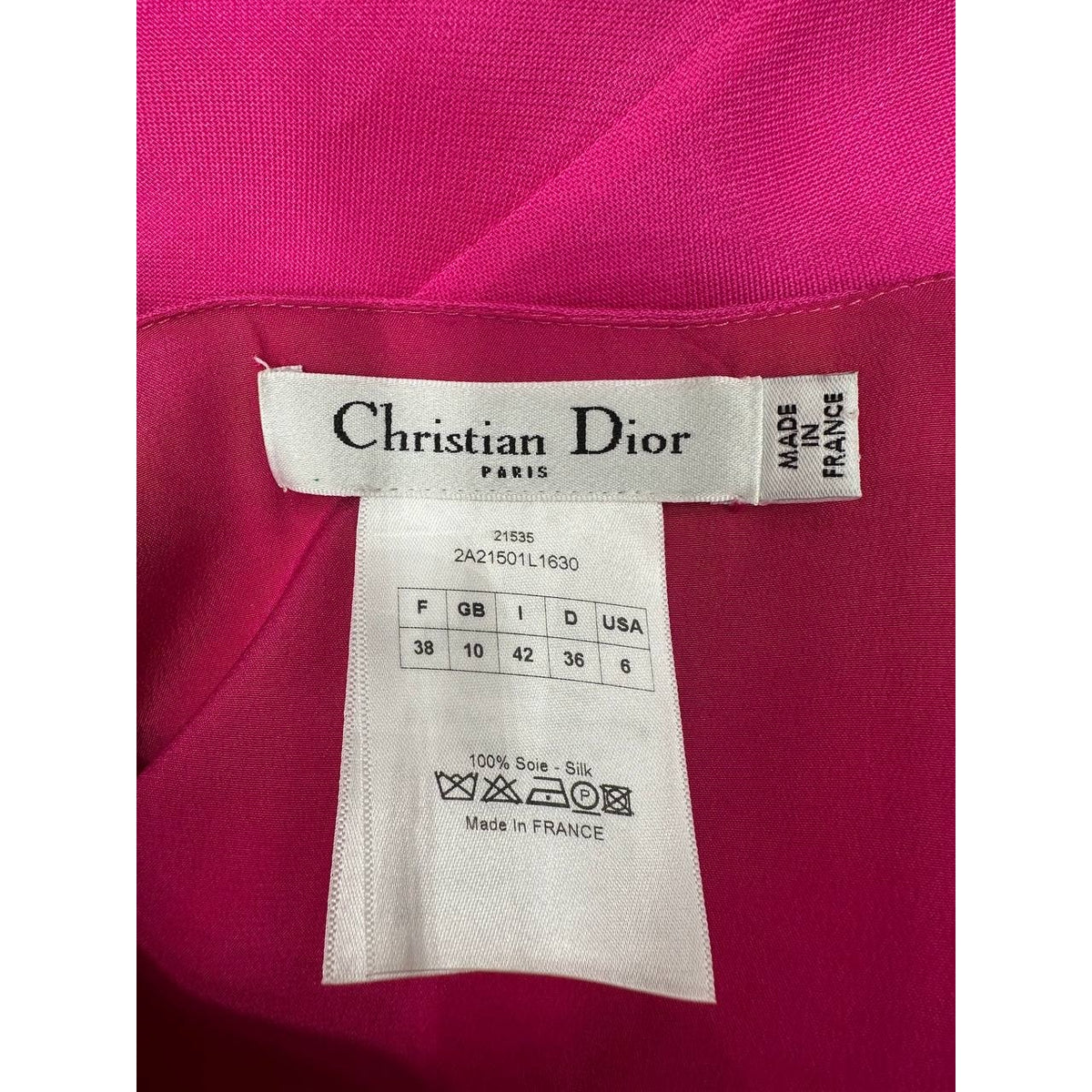 Christian Dior Fuchsia Silk Top & Black Skirt Set Sz.38 Pre-owned