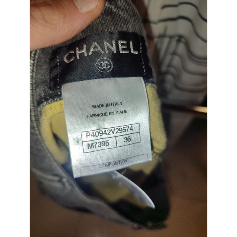 Chanel Distressed Grey Denim Mini Skirt - FR 36 pre-owned