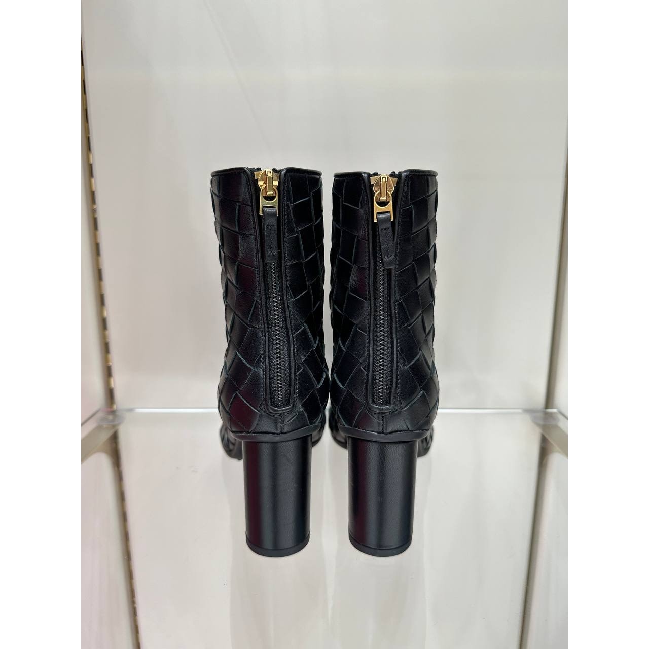 Bottega Veneta Intrecciato Black Leather Ankle Boots Sz.36 Pre-owned