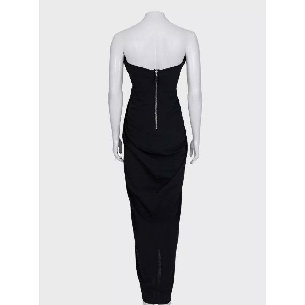 Rick Owens Open Shoulder Elegant Black Wool Dress US6/M Pre-owned