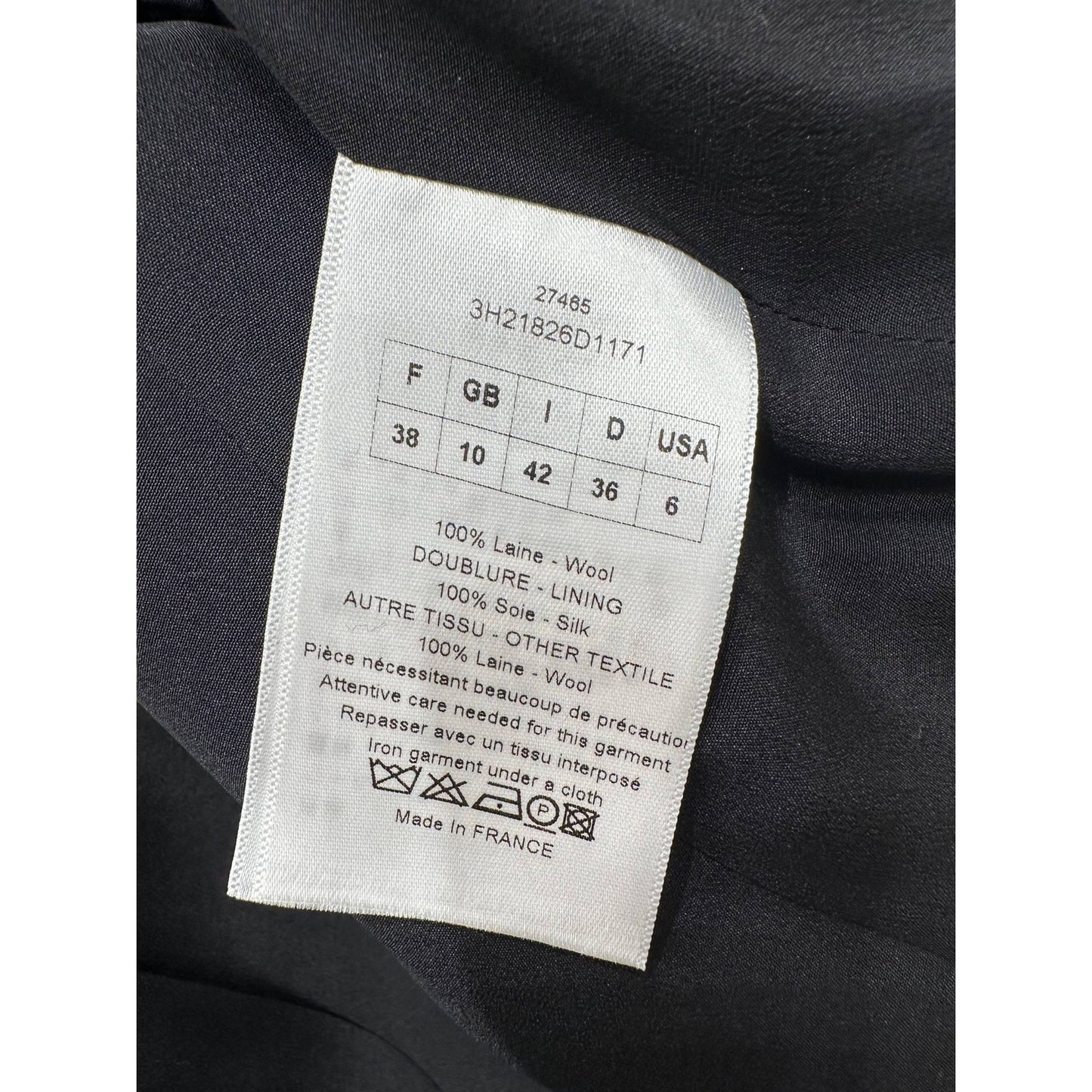 Dior Black Wool Satin Oversized Lapel Coat Sz.38 Pre-owned
