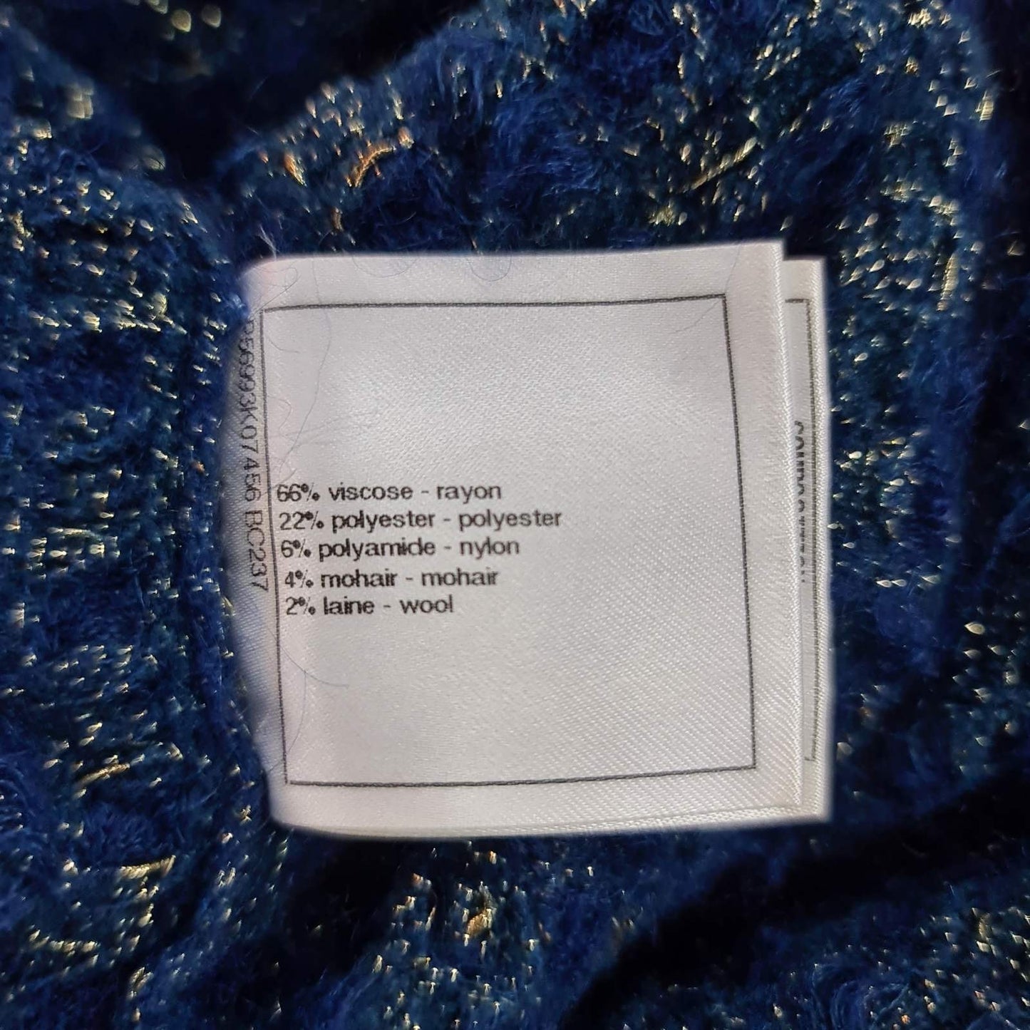 CHANEL Blue Viscose 2017 17A COSMOPOLITE Lerex Tweed Dress Sz.44 Pre-owned