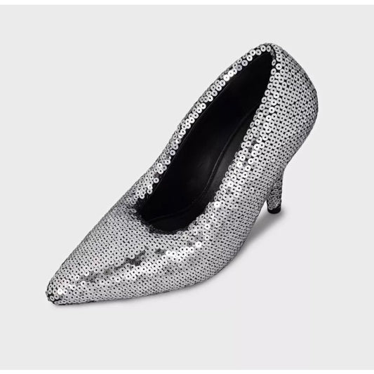 Balenciaga Gray Sequin Pointed Toe Pumps Sz.39 Pre-owned