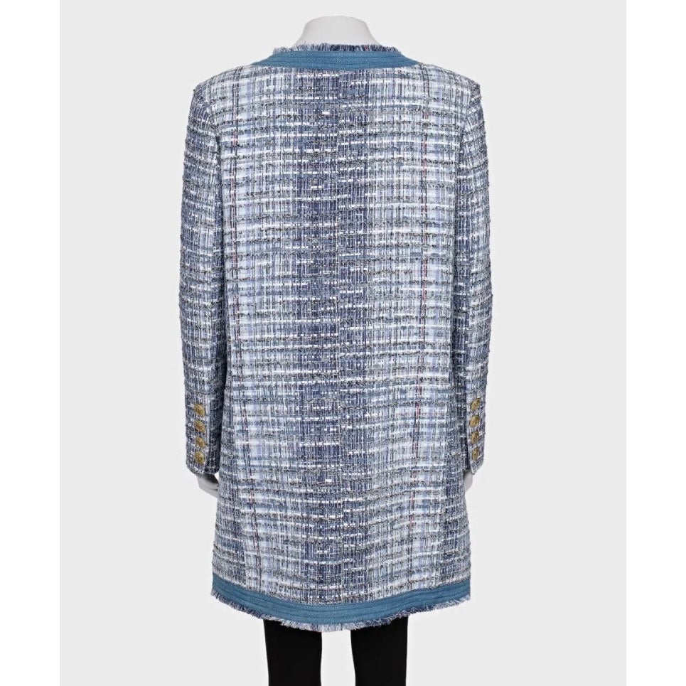 Pierre Balmain Hook-Front Cardigan - Blue, Size 40/L Pre-owned