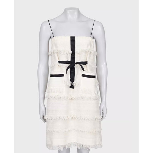 Chanel White Cotton Blend Dress with Charms - Size FR40 Pre-owned