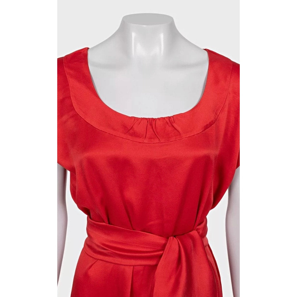 Saint Laurent Red Silk Dress - Size M pre-owned