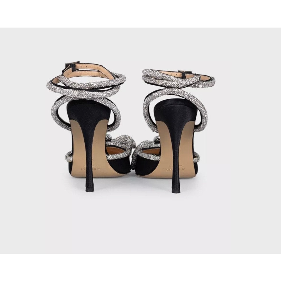 Mach & Mach Black Rhinestone Slingbacks - EU 39 Pre-owned