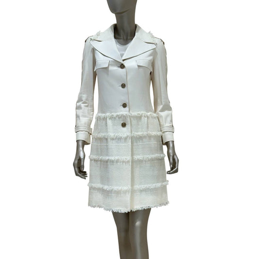 Chanel White Lamb Leather & Tweed Coat  FR 36 Pre-owned