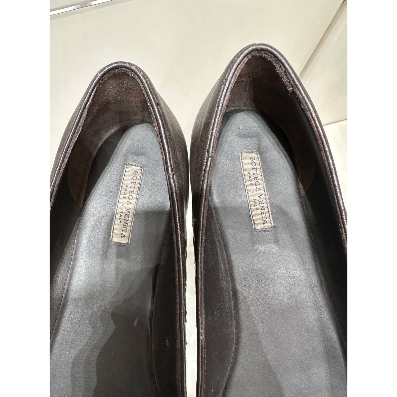 Bottega Veneta Dark Brown Leather Intrecciato Ballet Flats Sz.36 Pre-owned