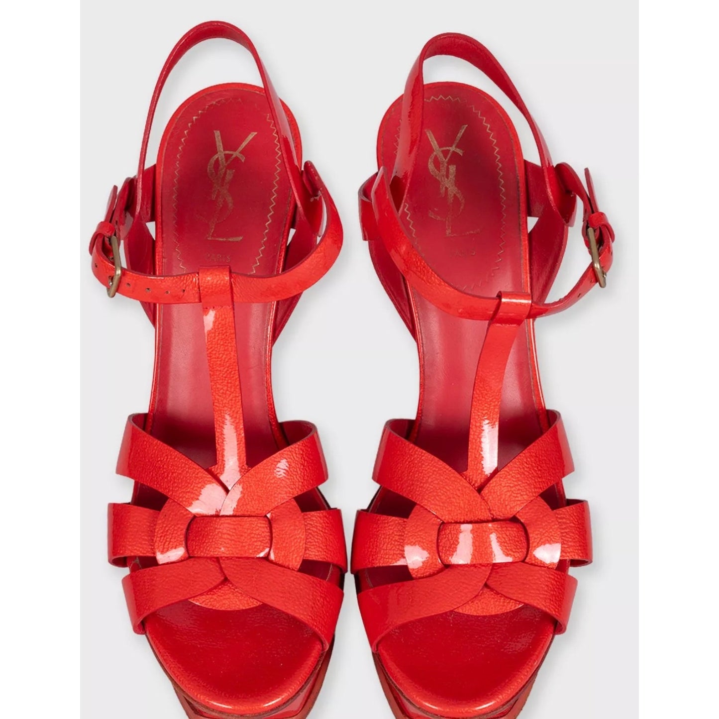 Saint Laurent Red Leather Tribute Sandals - Size 40 pre-owned
