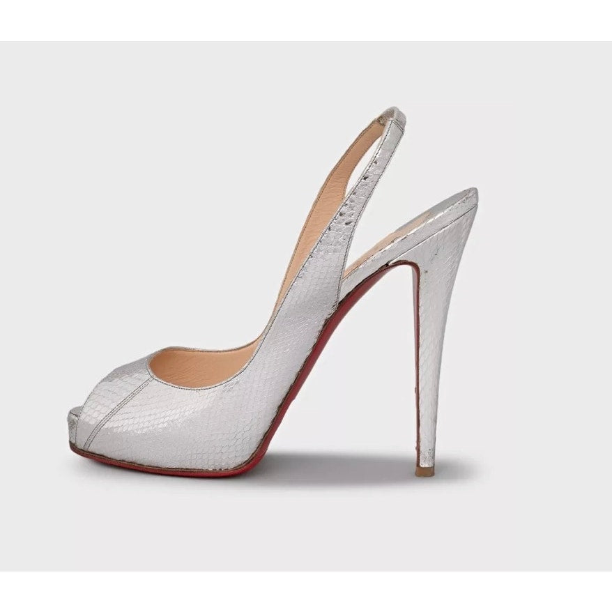 Christian Louboutin Silver High Heel Sandals Sz.40 pre-owned
