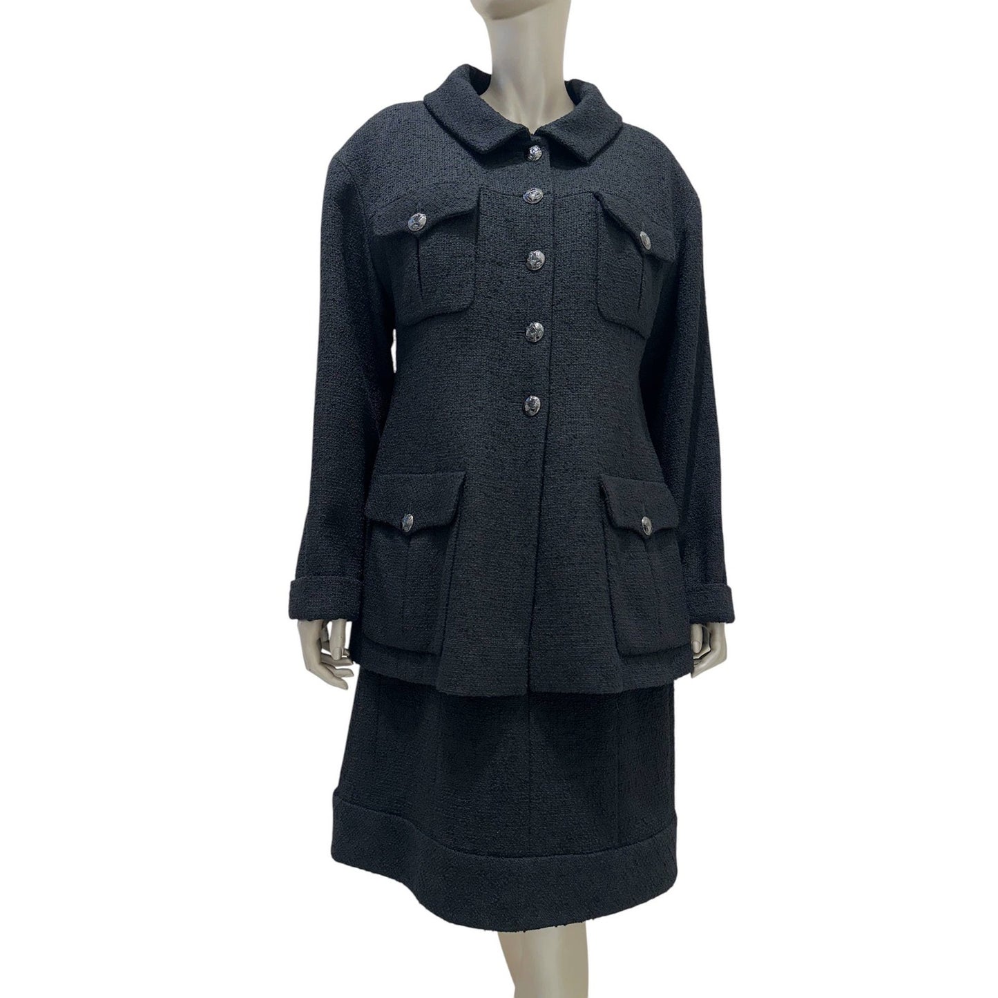 Chanel Black Bouclé Jacket & Dress Set - FR 48 Pre-owned