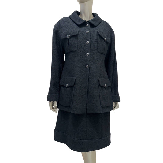 Chanel Black Bouclé Jacket & Dress Set - FR 48 Pre-owned