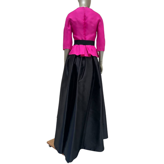Christian Dior Fuchsia Silk Top & Black Skirt Set Sz.38 Pre-owned