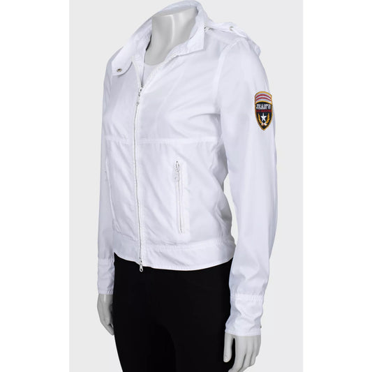 Jean Paul Gaultier White Hooded Windbreaker Jacket Sz.40/S Pre-owned