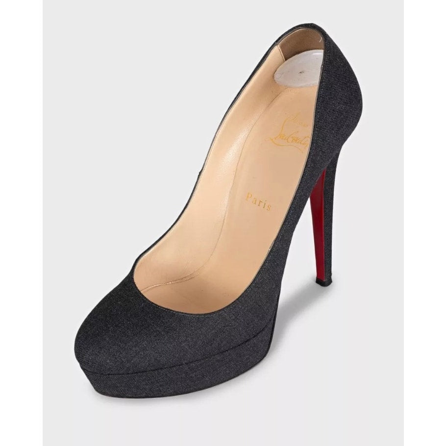 Christian Louboutin Black Textile Stiletto Pumps sz.39.5 Pre-owned