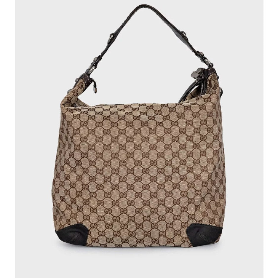 Gucci Monogram Canvas and Leather Hobo Bag pre-owned