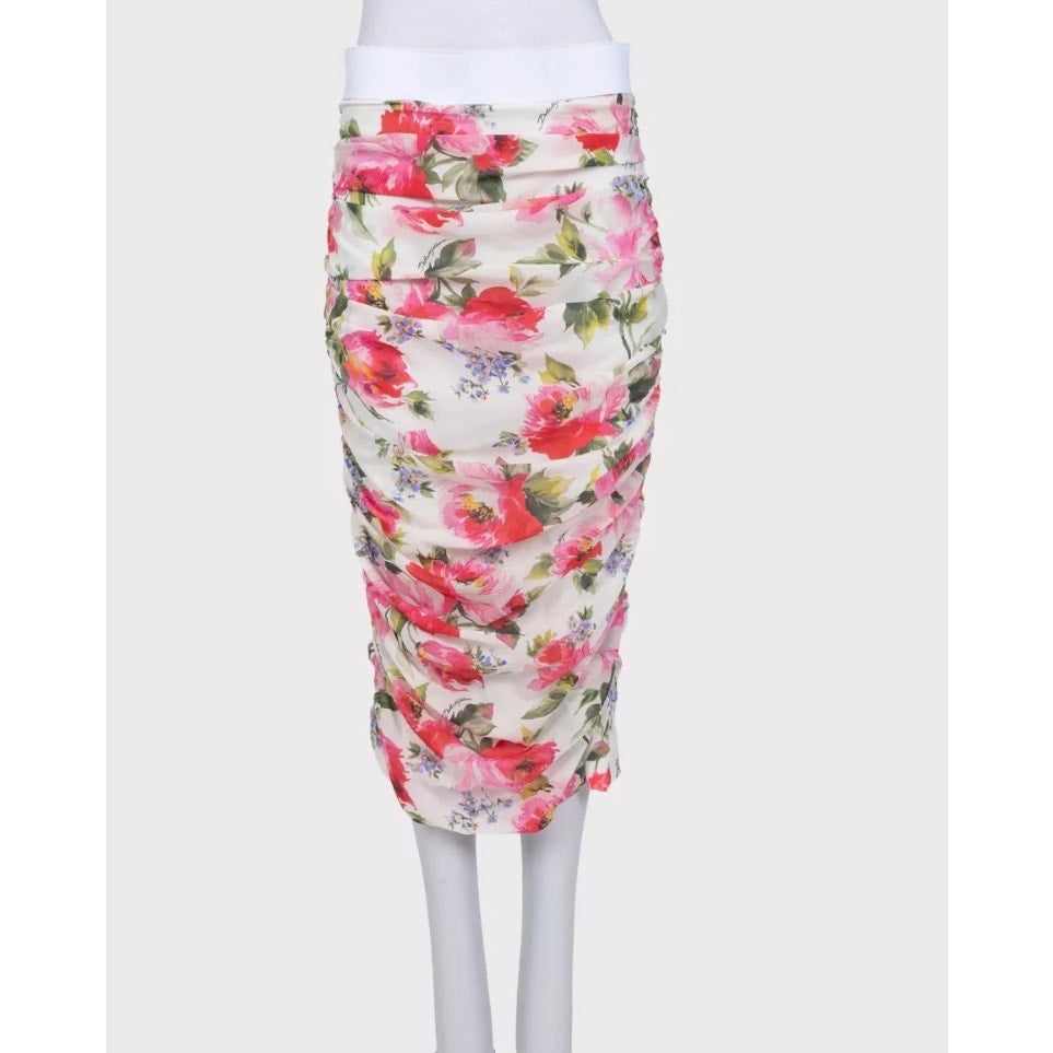 Dolce & Gabbana Floral Draped Silk Skirt IT 44/L Pre-owned