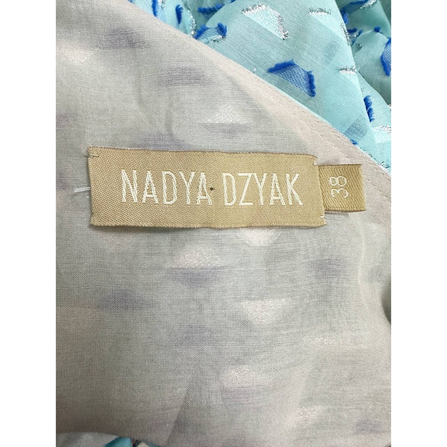 Nadya Dzyak Turquoise Bow Decorative Rings Mini Dress Sz.38 Pre-owned