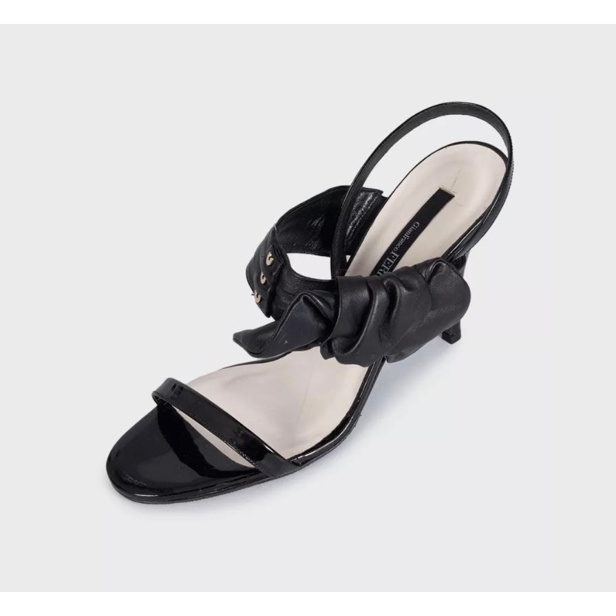 Gianfranco Ferré Black Patent Leather Bow-Detail Sandals Sz.40 Pre-owned