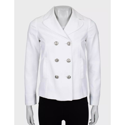 Gucci White Fitted Cotton Jacket Silver Buttons UK 12 L Pre-owned