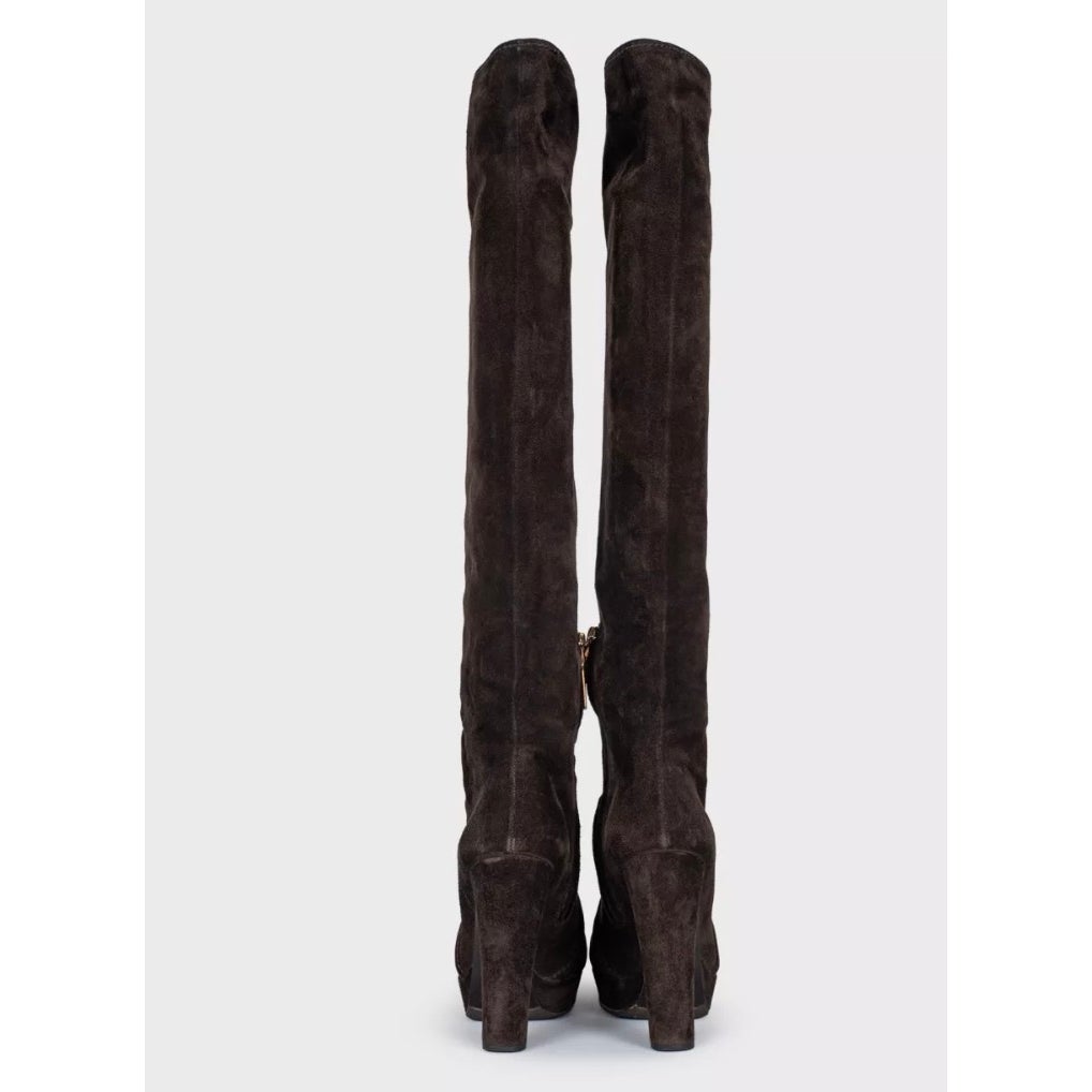 Prada Brown Suede Knee-High Boots - EU 35 Pre-owned