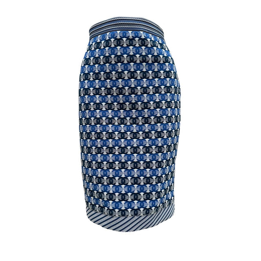Chanel 2019 Pre-Spring Blue & White CC Logo Knee Skirt Sz 40 pre-owned