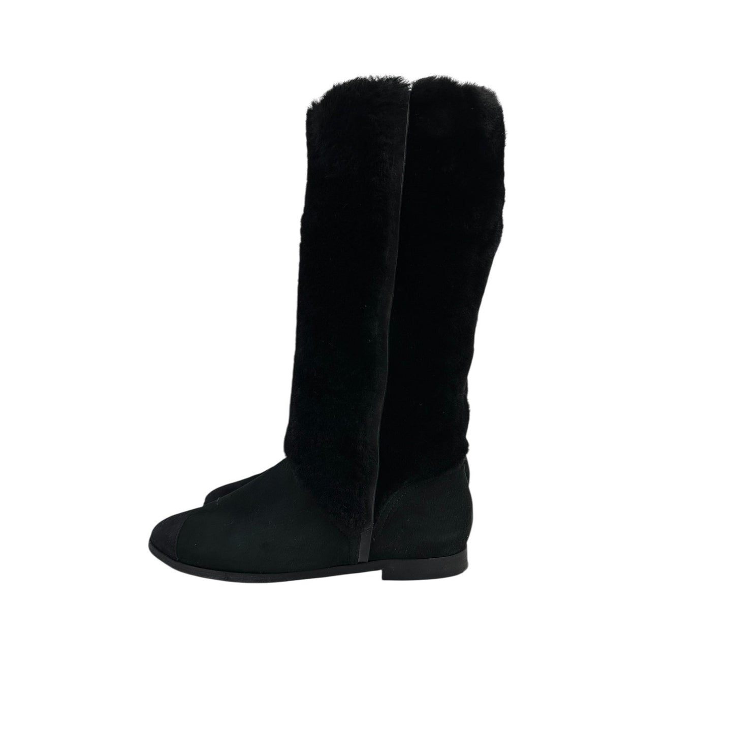 Chanel Winter Suede Fur Boots Sz.40.5 Pre-owned