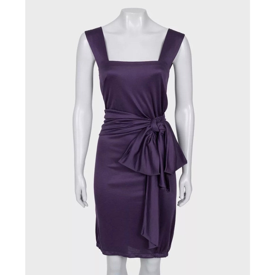 Saint Laurent Violet 100% Silk Belted Dress - Size S Pre-owned