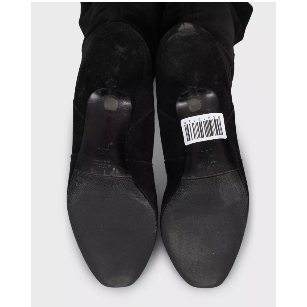 Gucci Black Suede Knee-High Stiletto Boots EU 38 Pre-owned