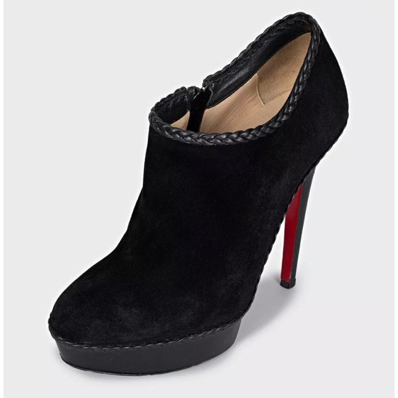 Christian Louboutin Black Suede Ankle Booties 37.5 EU Pre-owned