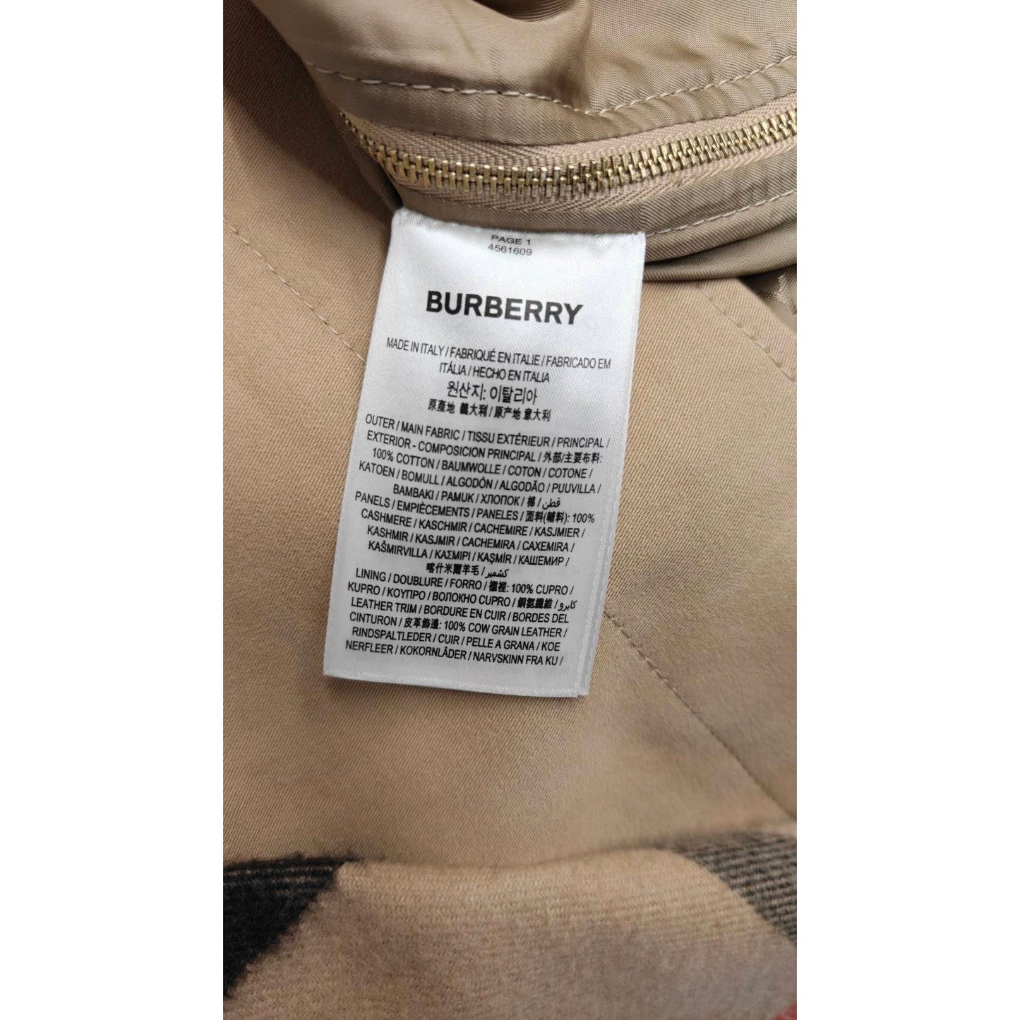 Burberry Beige Check-Trim Cotton Coat – Size UK10 / M Pre-owned