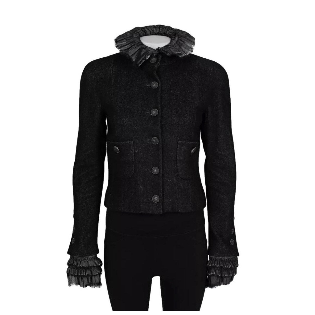 NWOT Chanel 2013 Black Cropped Jacket Sz.38 Pre-owned