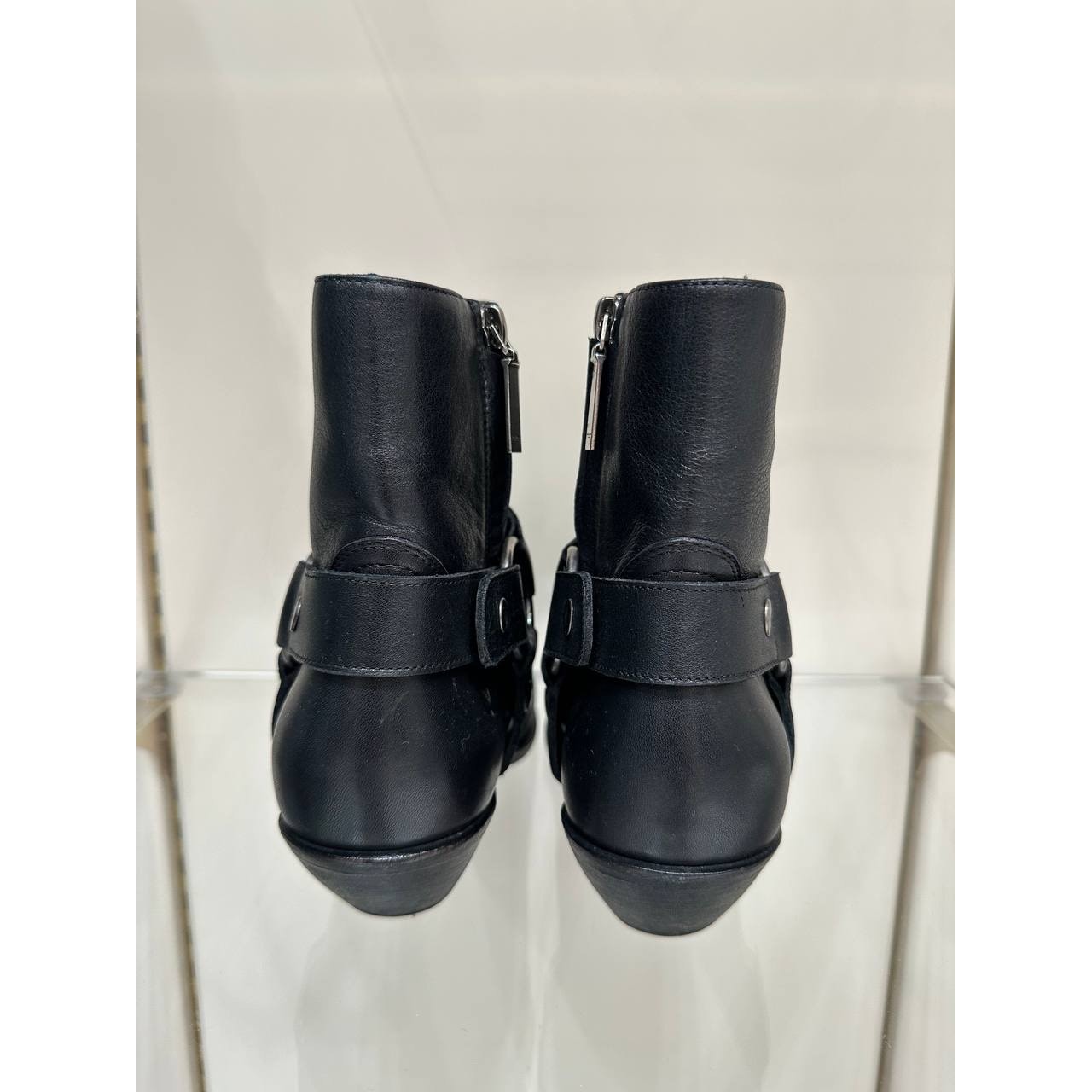 Saint Laurent Black Leather Texan Ankle Boots Sz.37 pre-owned