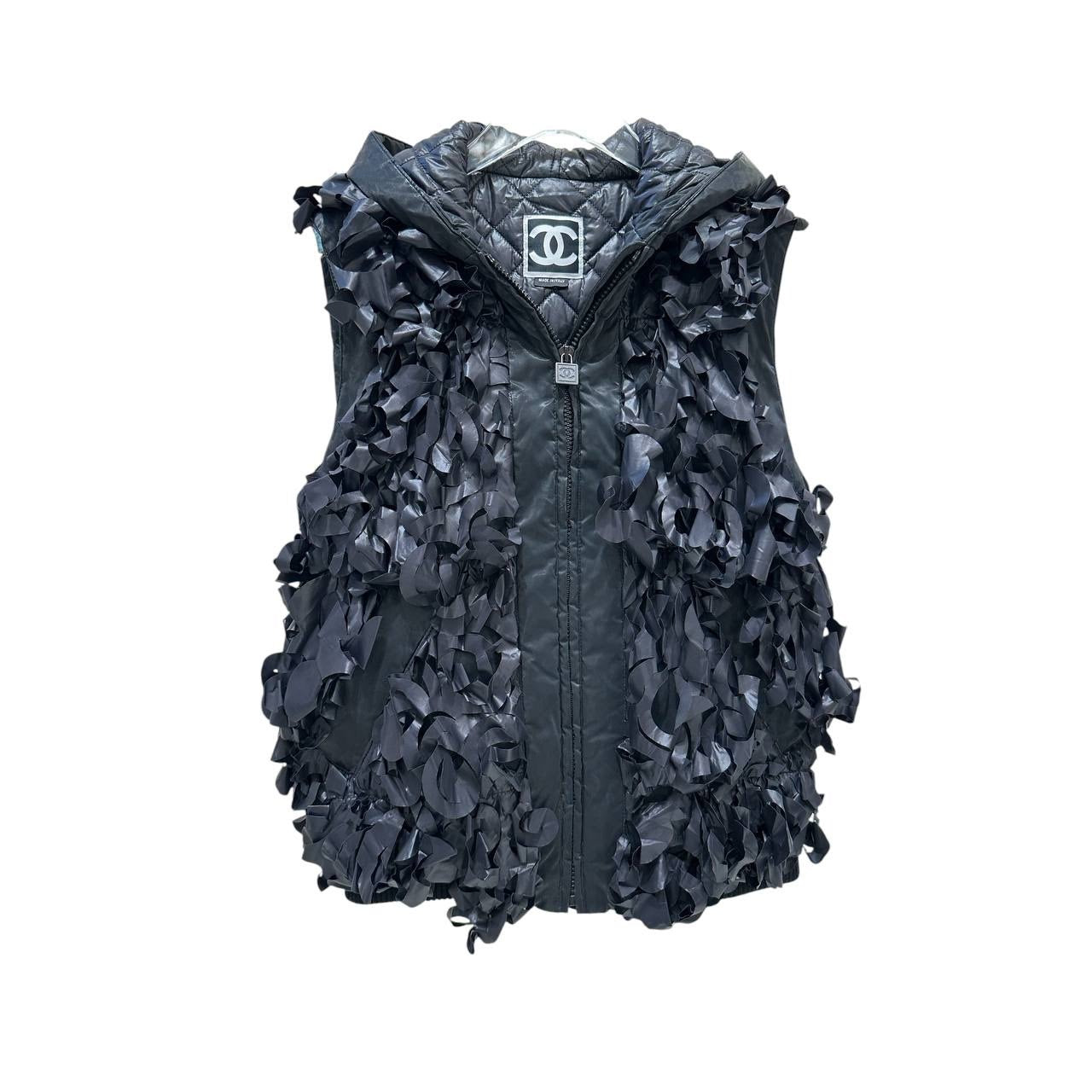 Chanel Navy Quilted  Decorative Appliqué Vest Sz.38 Pre-owned