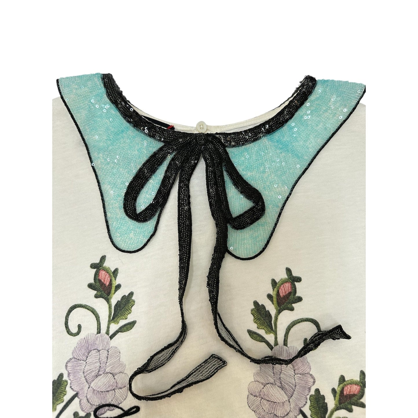 Gucci Embroidery Sequin Collar T-shirt Top Sz.M Pre-owned