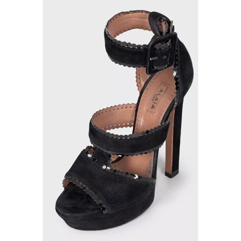Alaïa Black Suede High-Heel Sandals Size 37.5 Pre-owned