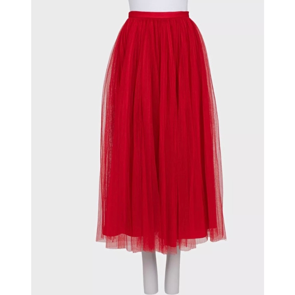 Christian Dior Red Tulle Skirt with Silk Lining - Size 36/S Pre-owned