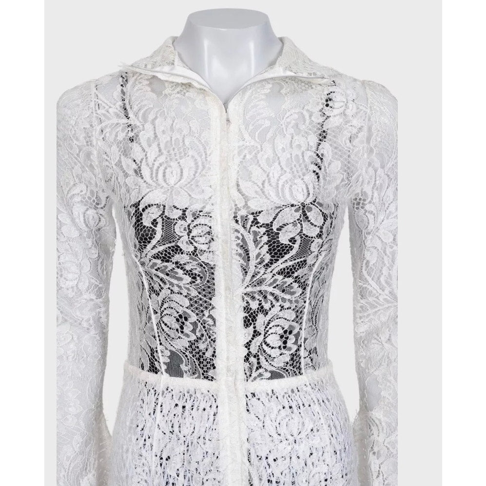 NWOT Dolce & Gabbana White Lace High Collar Dress IT40 S Pre-owned