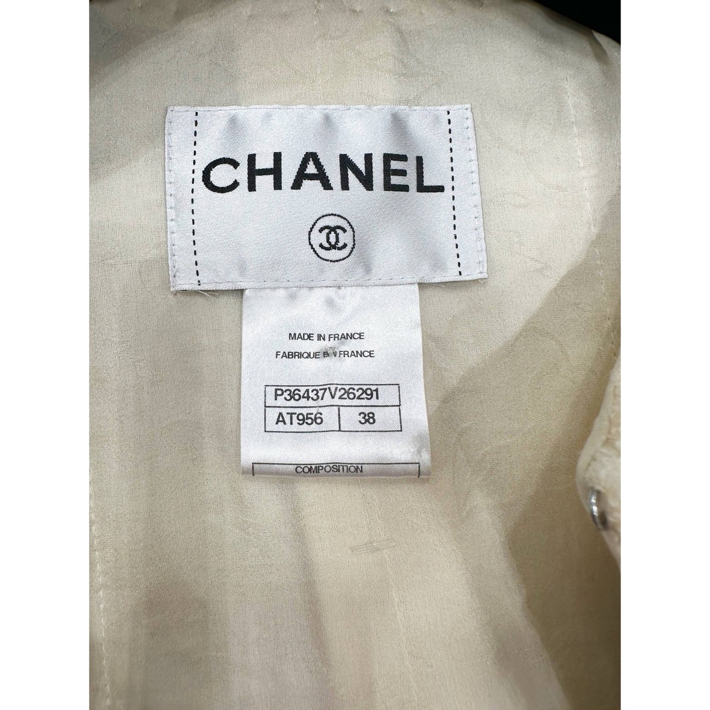 Chanel Camellia Cream Tweed Jacket Sz.38 pre-owned