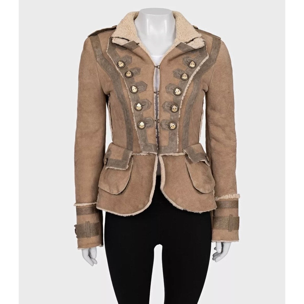 Dolce & Gabbana Brown Lambskin Shearling Coat Sz.40 (S) Pre-owned