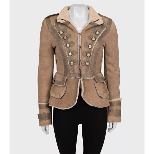 Dolce & Gabbana Brown Lambskin Shearling Coat Sz.40 (S) Pre-owned