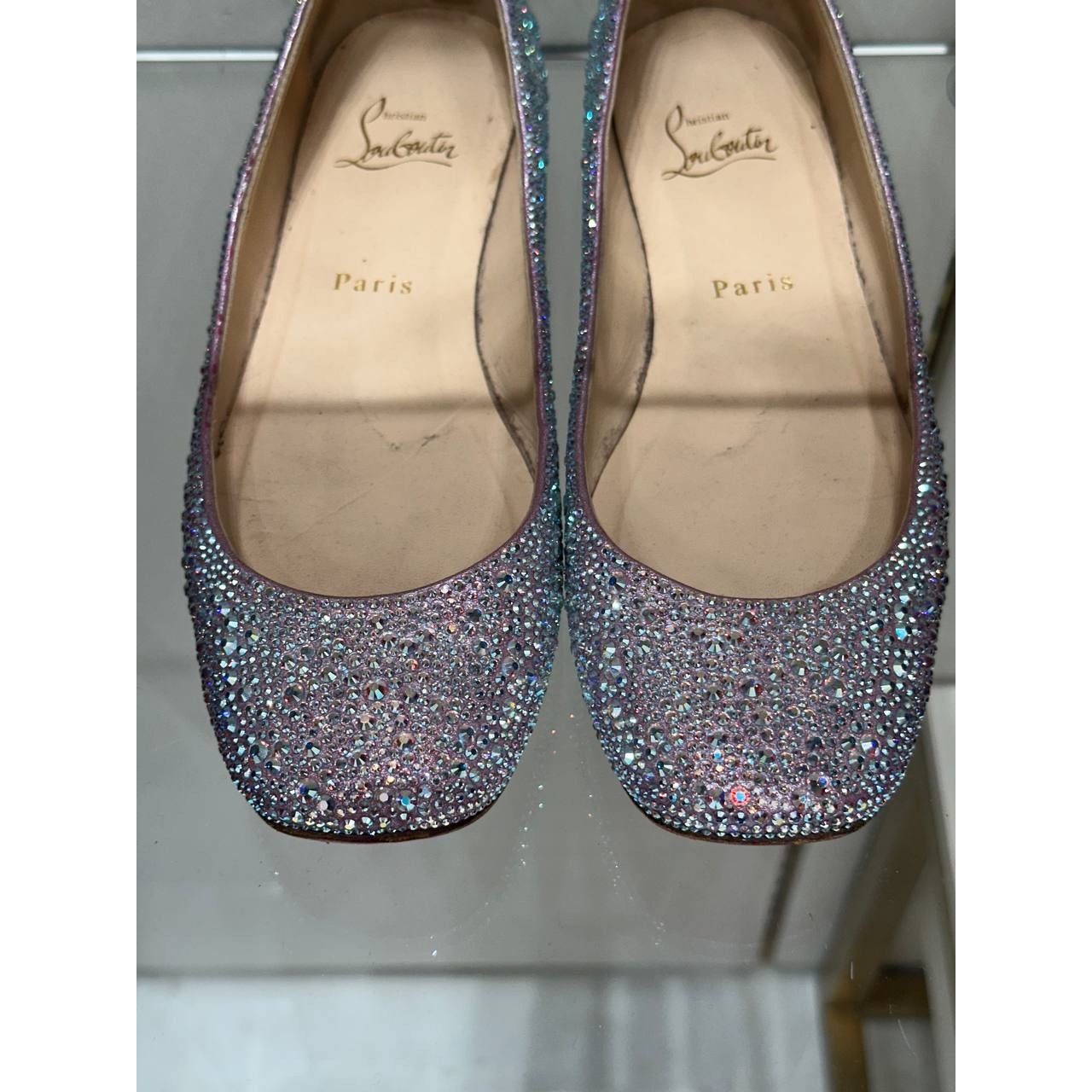Christian Louboutin Crystal Strass Ballet Flats Sz.38.5 Pre-owned