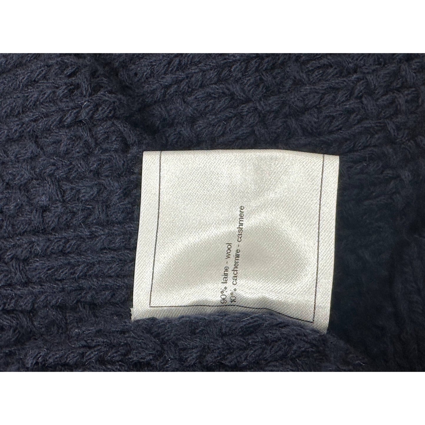 Chanel 13B Black Wool Cashmere Chunky Knit Sweater Coat Sz.38 Pre-owned