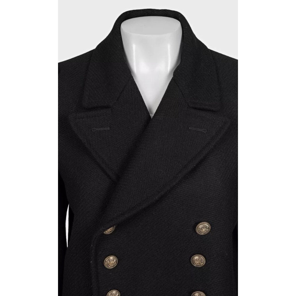 Saint Laurent Black Wool Coat Sz.40 Pre-owned