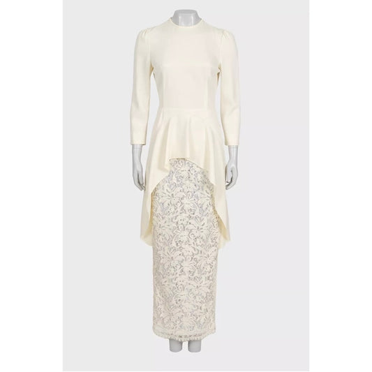 Alessandra Rich White Dress with Elegant Lace Hem Sz.42 Pre-owned