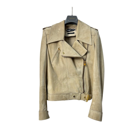 Tom Ford Beige Suedet Gold Hardware Jacket Size 40 Pre-owned