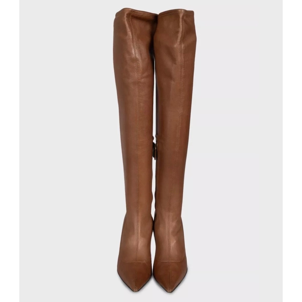 GUCCI Brown Leather Over-The-Knee Boots — EU 37.5 Pre-owned