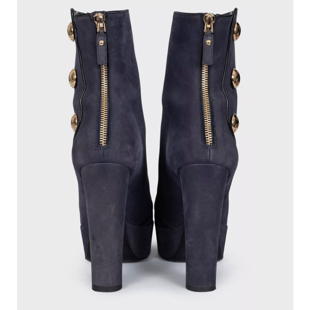 Louis Vuitton Grey Suede Open-Toe Booties EU 38 pre-owned