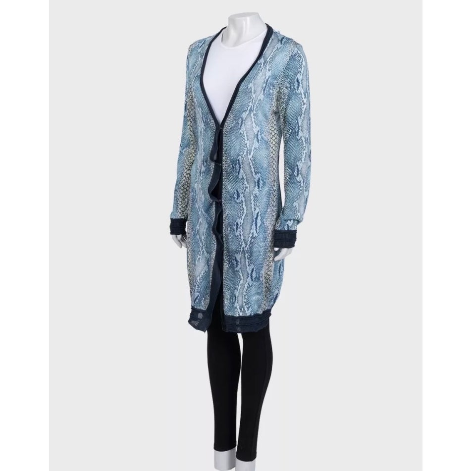 Roberto Cavalli Animal Print Long Viscose Cardigan Sz.42 Pre-owned